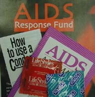 AIDS information brochures (Newsline photo by Melanie Lo)