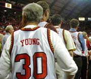 Former players were honored at Cole's last game, including No. 30, Tom Young, who played on the 1957-58 team.