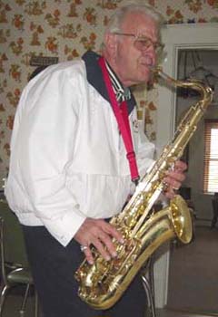 Del Puschert playing his saxophone