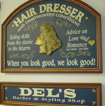 One of Puschert's signs in his shop