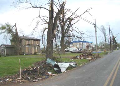 Debris clutters a neighborhood off Charles Street in La Plata