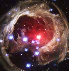 Hubble's view of a cloud of dust around the red supergiant star Monocerotis / Courtesy NASA and STScI