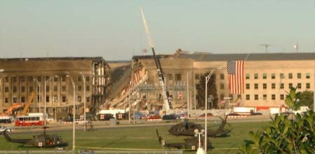 The Pentagon after a plane crashed into the building.