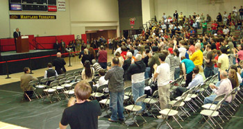 Supporters applauding for Ron Paul