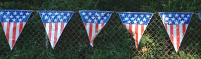 Flags adorn a fence in Northern Virginia.